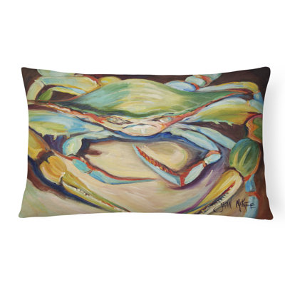 Blue/Brown/Green Crab Indoor/Outdoor Throw Pillow