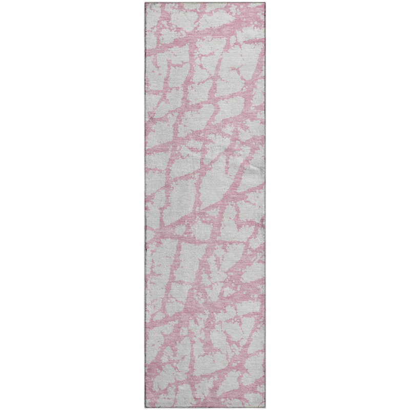 Premium Machine Washable Prisco Pink Rug, Runner 2'3" x 7'6"