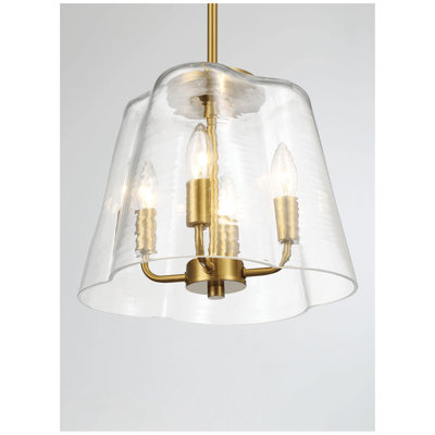 Luminaire suspendu quatre bougies avec verre transparent Soiree - laiton satiné