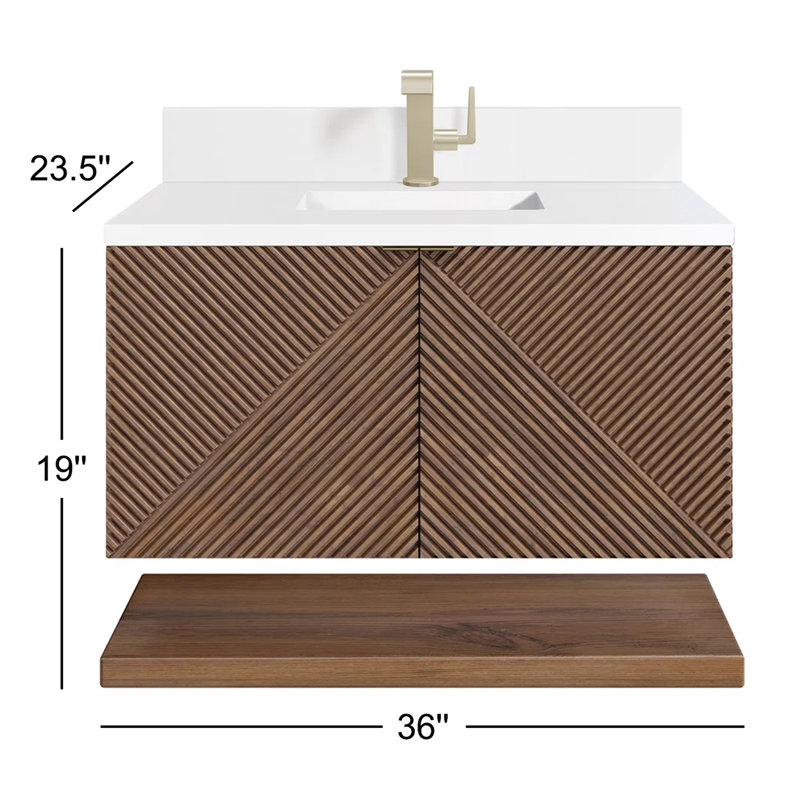Marcello 36'' W Single Vanity, Carrara White, 8" Widespread