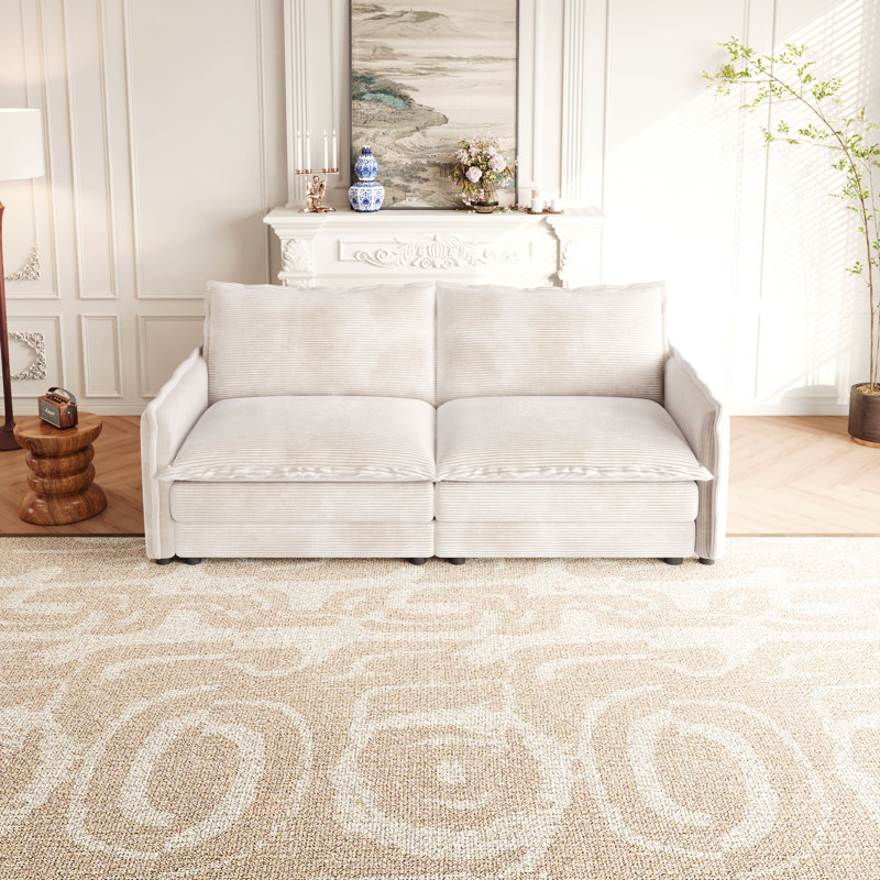 75" Upholstered Loveseat, Beige