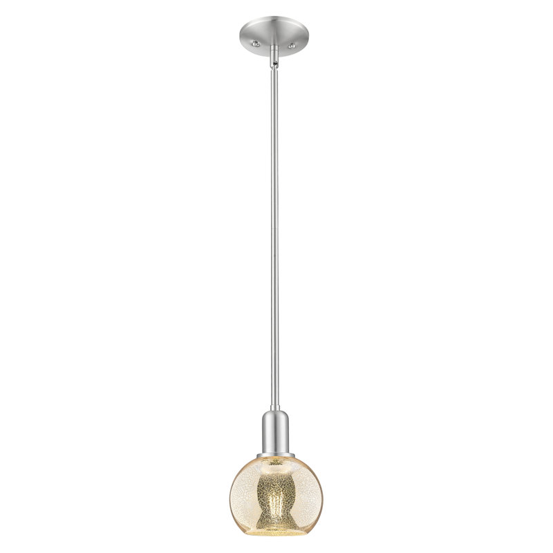 Mini-luminaire suspendu 1 lumière Arcadia - Athens, H 4,88 po x l 5,88 po x P 5,88 po, Mercure, Nickel satiné brossé