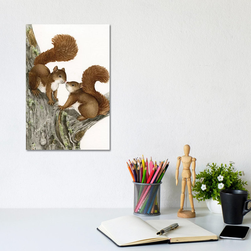Two Squirrels by Tracy Lizotte - Wrapped Canvas Painting, 20.32 cm H x 30.48 cm W