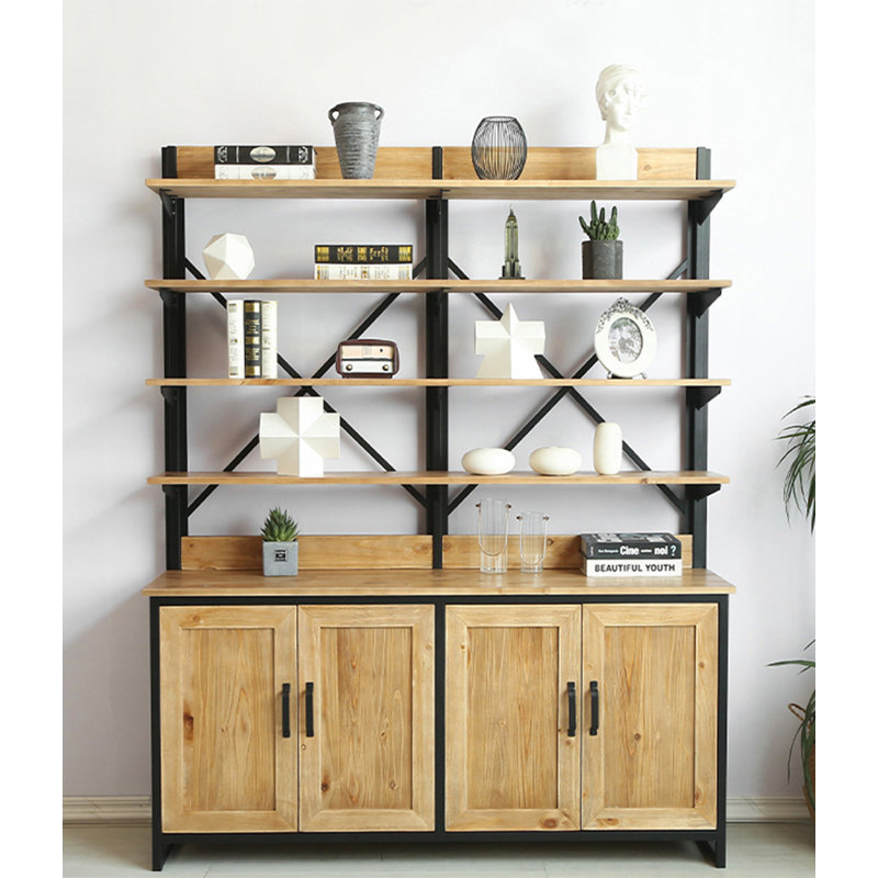 Minimalist Farmhouse Tall Bookcase with X-Brace Frame, (5 Shelves) 78.74"H x 59.06"W x 15.75"D.