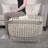 Wool And Cotton Upholstered Large Pouf Ottoman