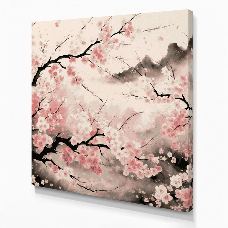 Art mural sur toile Botanical Cherry Blossoms, H 16 po x l 16 po