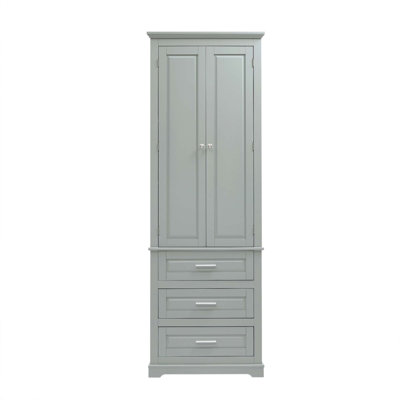 Armoire de rangement haute avec trois tiroirs pour salle de bain / bureau, rangement pour salle de bain avec portes