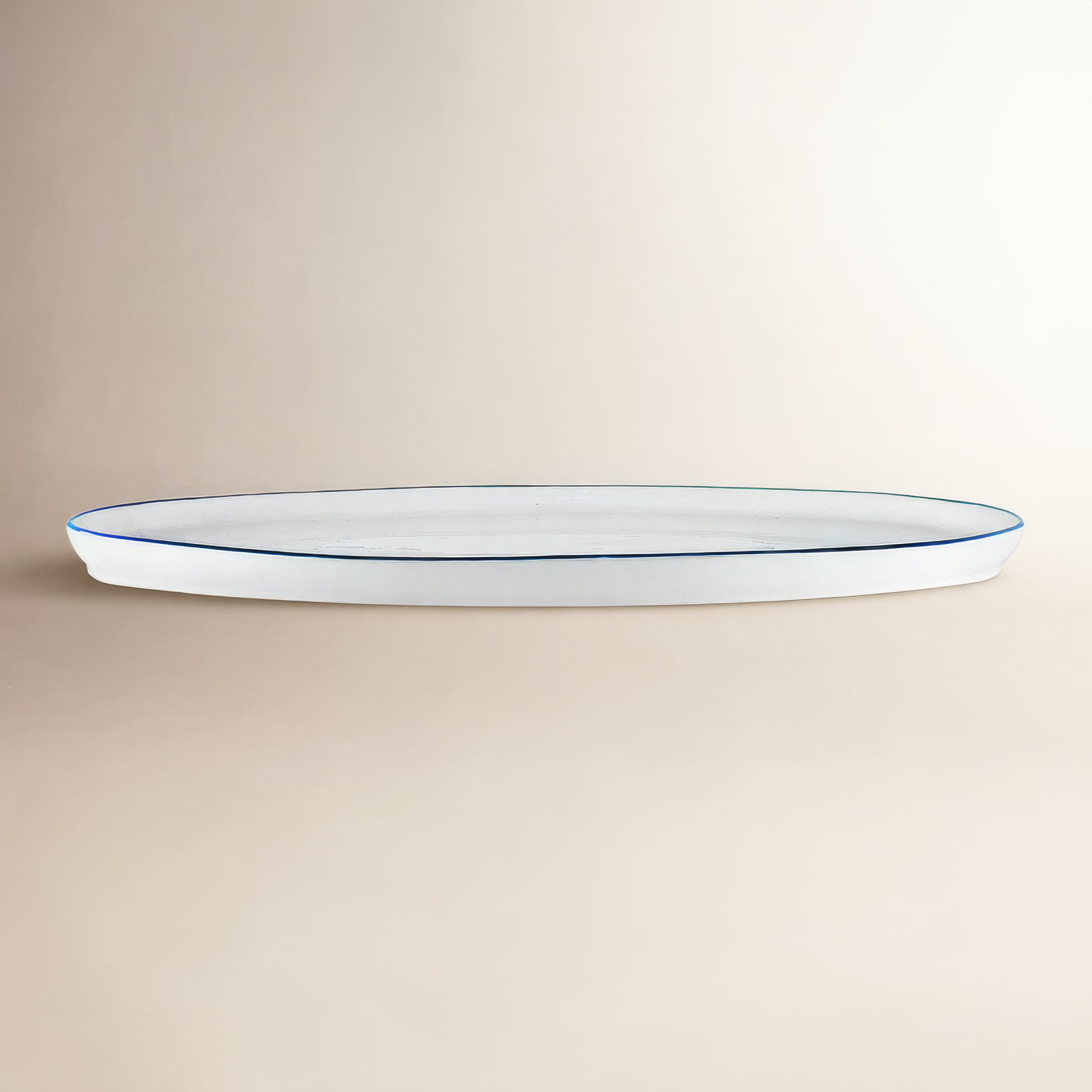 Abbesses Porcelain Platter, Blue Rim