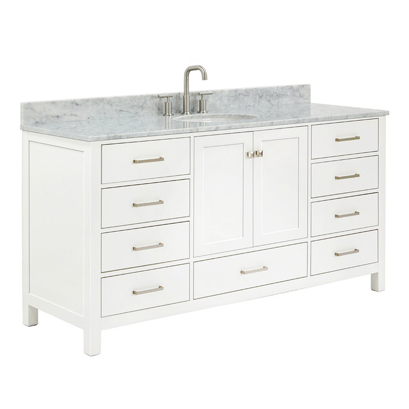 Flynt 67'' Single Bathroom Vanity with Carrara Marble Top, White