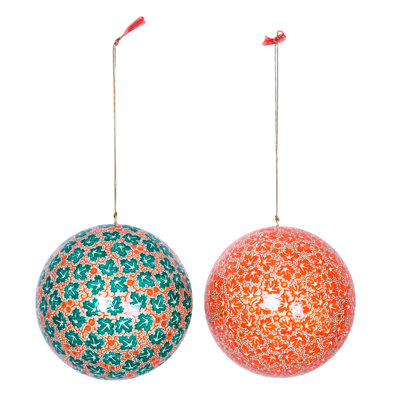 NOVICA Handmade Festive Season Papier Mache Ornaments (Set Of 2)