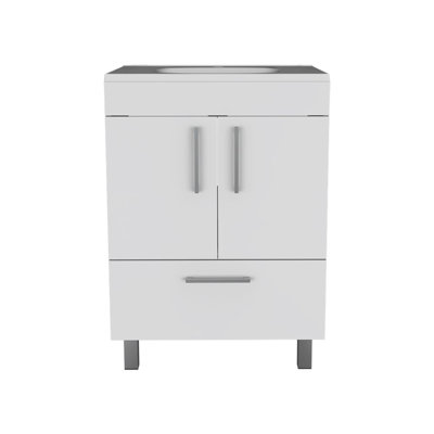 Meuble-lavabo simple Mayora, salle de bain, blanc