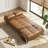 Convertible Faux Leather Sleeper Chair, Modern Fold-Out Sleeper Loveseat Bed with Wood Armrests-2097073368