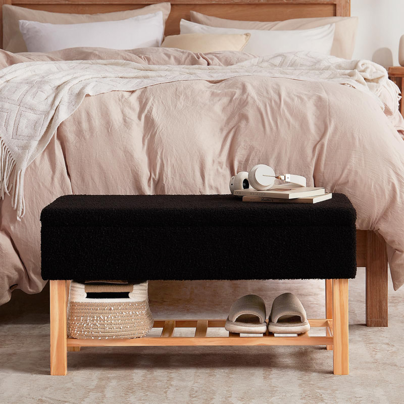 Bedroom End-of-Bed Storage Bench, Black