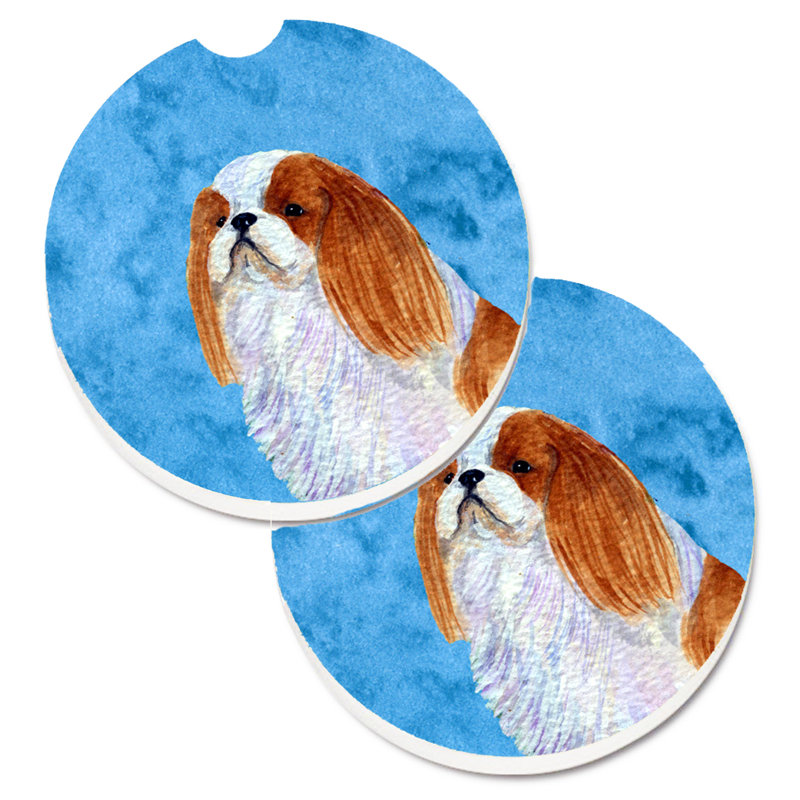 Sous-verre barbu collie voiture, Épagneul King Charles