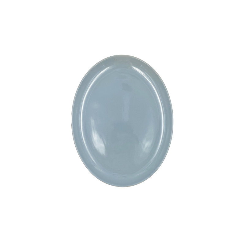 Grand plateau de service ovale en porcelaine Bisque Canvas Home Shell, Bleu, Large