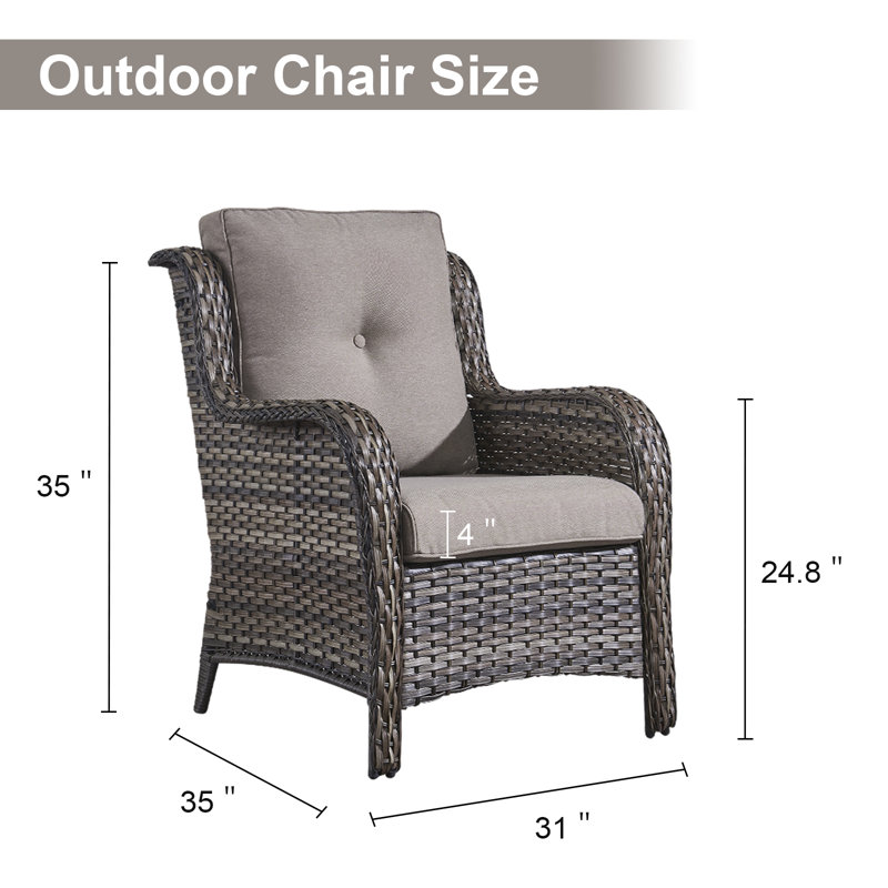Chaise de patio avec coussins Tonry, gris, gris