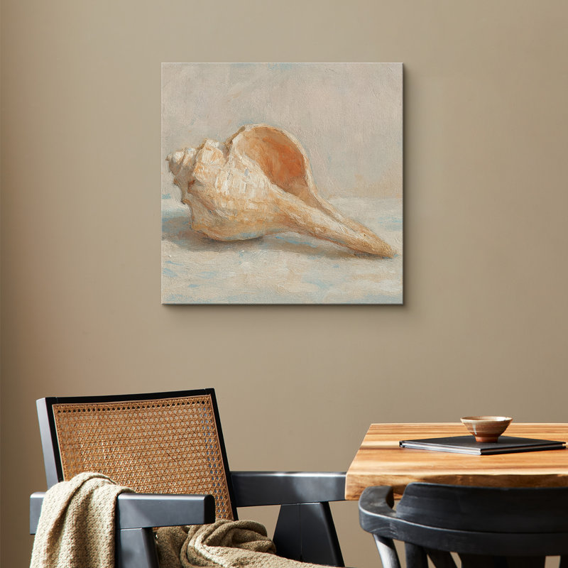 «Minimal Coastal Seashell Still Life Soft Neutral Tones», reproduction d'art sur toile encadrée, H 16 po x l 16 po x P 1,5 po