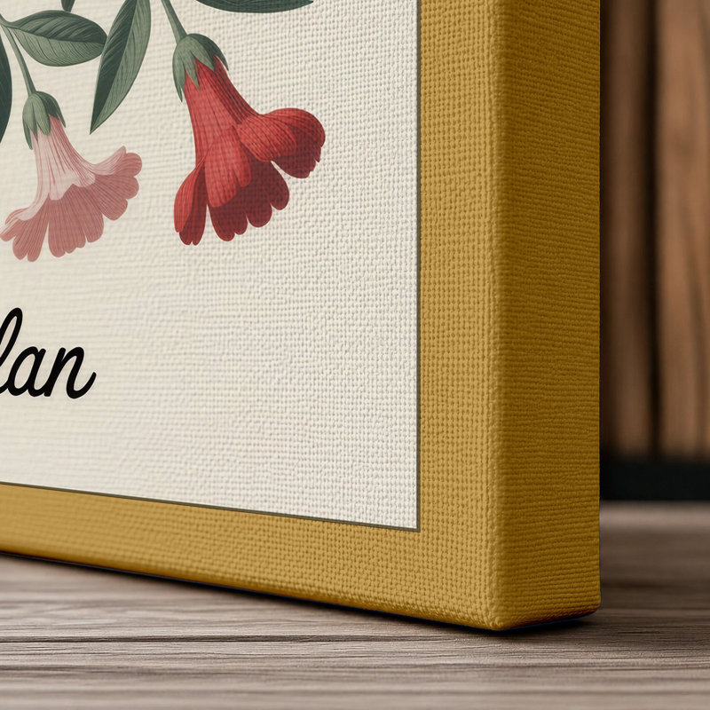 Flower Market Milan Botanical - Wrapped Canvas, 30x20 - 76.2 x 50.8 cm, Ochre Border