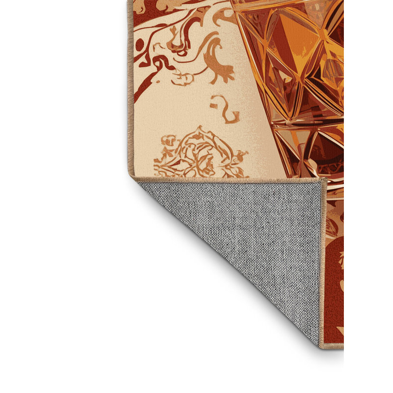 Machine Washable Kirkwood Whiskey Glass Classic Oriental Rug in Brown – LightBrown Binding, 7x10