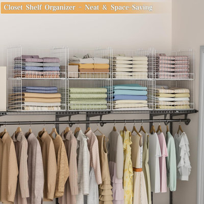 Organiseurs d'armoire et paniers de rangement - Bacs de rangement empilables à 3 niveaux, panier de rangement pliable pour tablette de placard, étagères empilables pour vêtements, système d'organisation de la maison