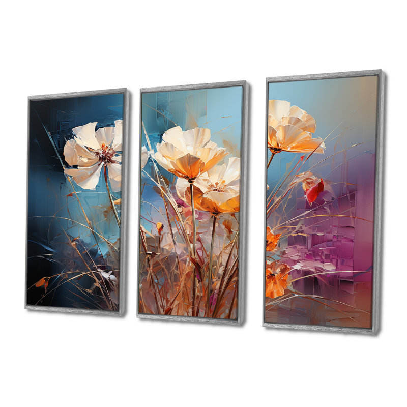 Ensemble de salon Weedman - Poppy Wall Art, H 28 po x l 36 po x P 1 po, Encadrement argenté