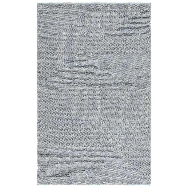 Tapis gris / bleu en chanvre / coton tissé à la main Natural Fiber, Rectangle 8 pi x 10 pi