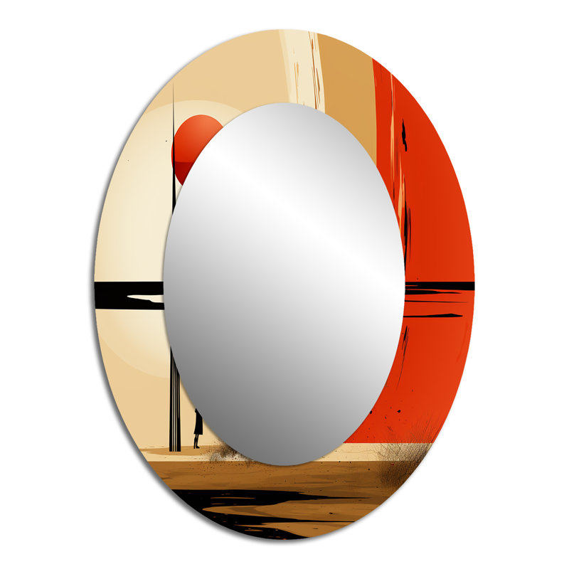 Full Moon Celebration Of Solitude Landscape I - Large Oval Wall Mirror On Metal, 40" x 30"
