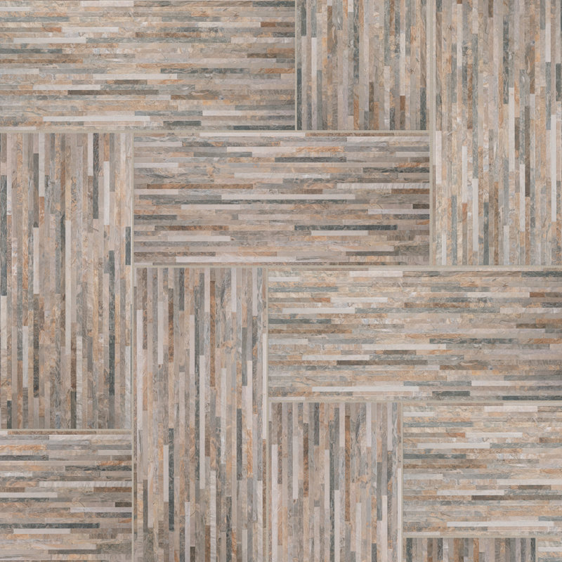 Muro Arriba 13" Porcelain Stone Look Tile, Ocher