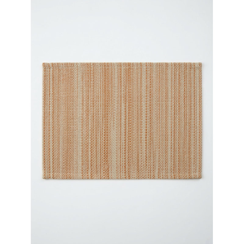 Marine Blue Seagrass Stripe Indoor Outdoor Placemat, Harvest Orange