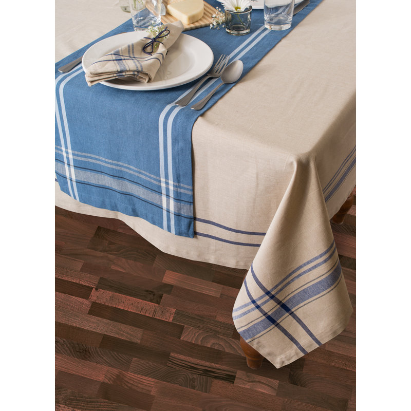 Shelton Striped 100% Cotton Table Runner, 14" W x 108" L, Blue