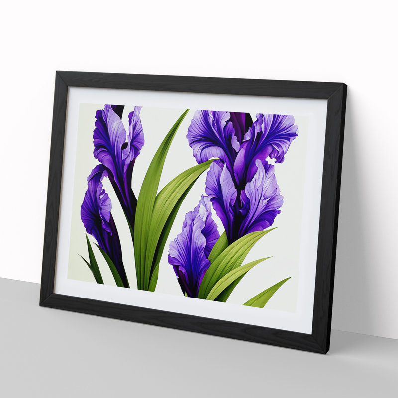 Mesmerising Iris Flowers - Single Picture Frame Print, Black, 34cm H x 46cm W x 2cm D