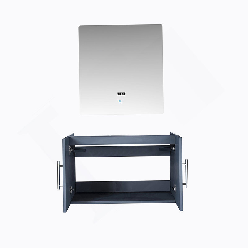Meuble-lavabo de salle de bain 30 po X P 22 po D et 30 po Miroir à DEL, Gris foncé