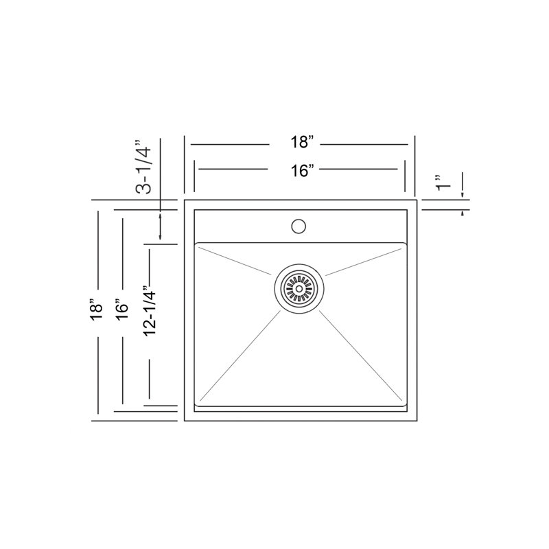 18" Single Bowl Dual Mount Kitchen Sink