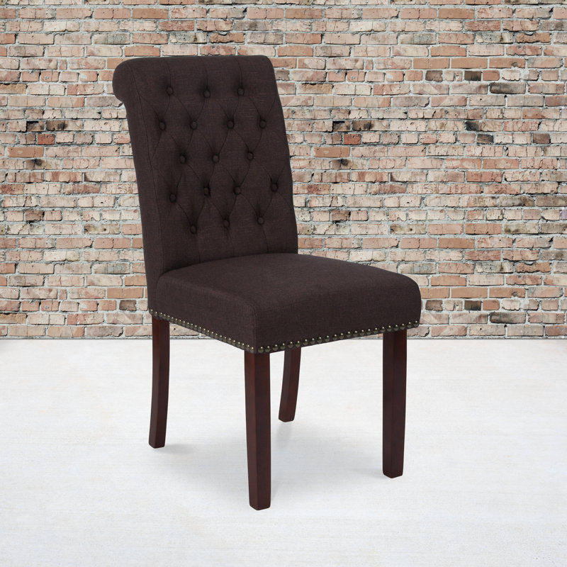Pershing Parsons Chairs-Rolled Back, Accent Nail Trim, Brown