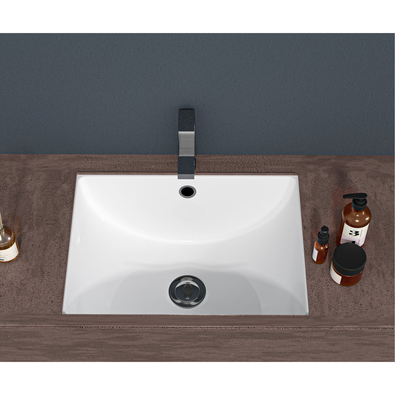 Lavabo rectangulaire en céramique Splendid Look - 21 X 14, trop-plein pour salle de bain attrayante