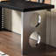 Bureau d'angle en bois massif noir avec pieds en acier inoxydable-923845110
