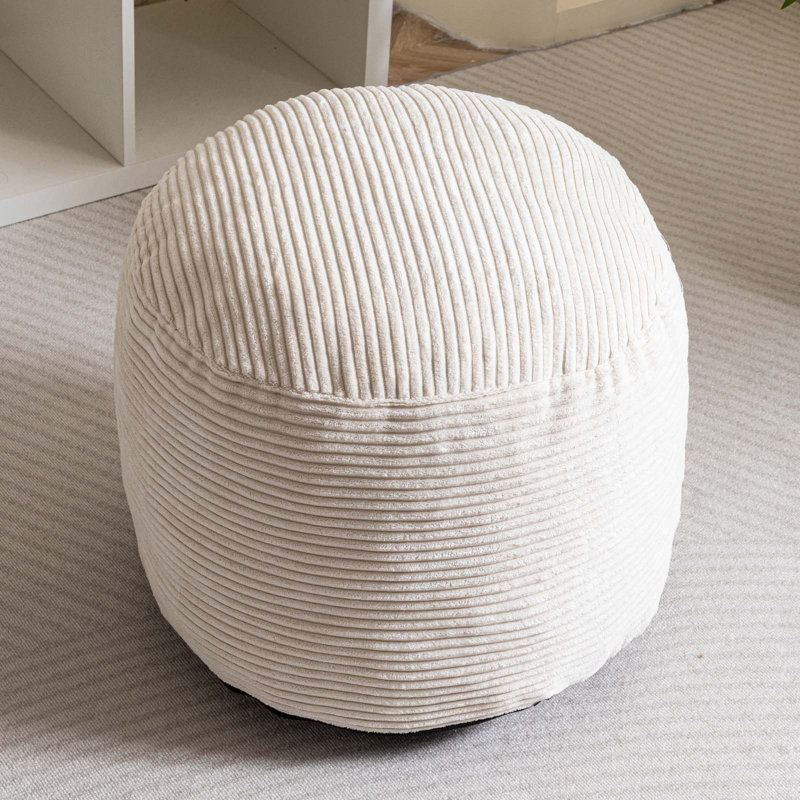 Round Corduroy Pouf Ottoman, null, null