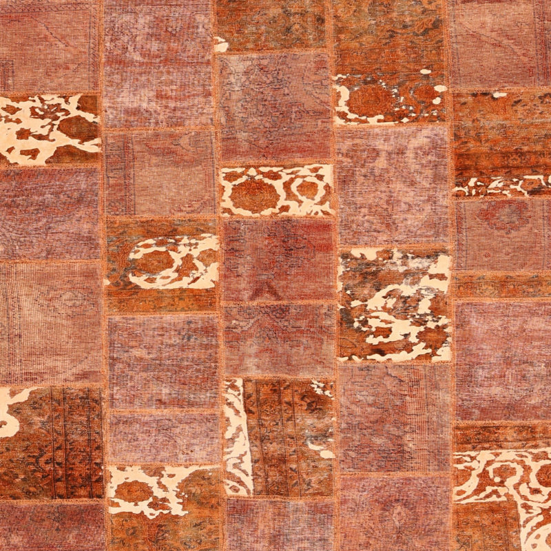 Tapis de zone crème/brun contemporain, Carré 4 pi