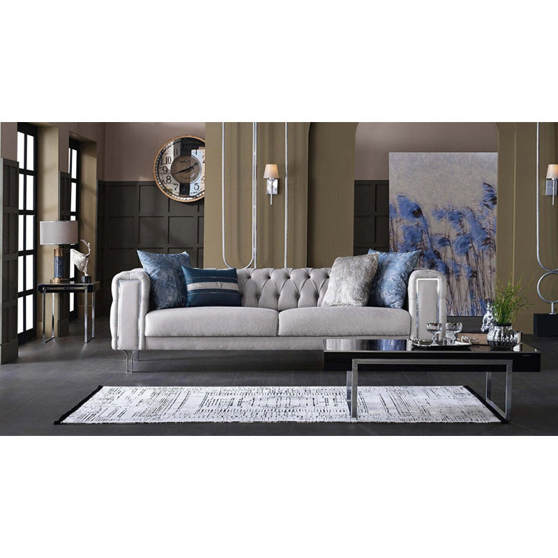 Kurtis 75'' Upholstered Convertible Sofa, Light Gray  100% Polyester