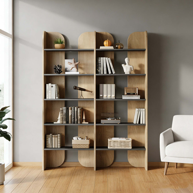 Bibliothèque à 5 niveaux avec tablettes ouvertes