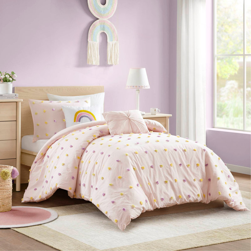 Ensemble d'édredon en jacquard à pompons 4 pièces, Édredon simple + 3 pièces supplémentaires