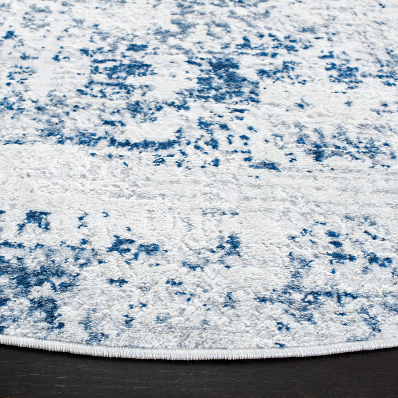 Tapis abstrait Grandview 700 Performance, Rond 5 pi 3 po, Navy/Ivory