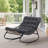 Outdoor Metal Rocking Chair - Upholstered Patio Lounge Chair with Padded Seat, Heavy Duty for Porch-2050218495-2062955660