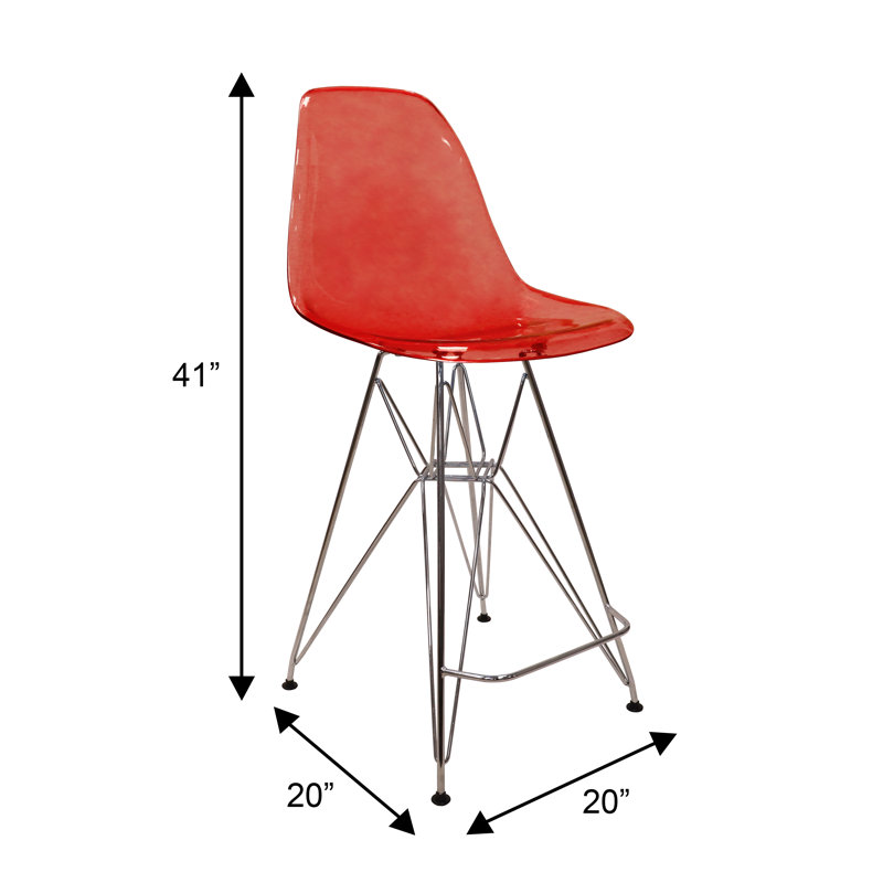 Tabouret de bar Juhani en acrylique moderne avec structure en acier chromé, tabouret fantôme sans dossier de 29,5 po de hauteur pour îlot de cuisine et table de pub, capacité de 300 lb robuste, siège en lucite transparent avec repose-pieds