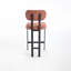 Upholstered Fabric Counter Height Barstool with Black Metal Legs for Dining Room-1125734756