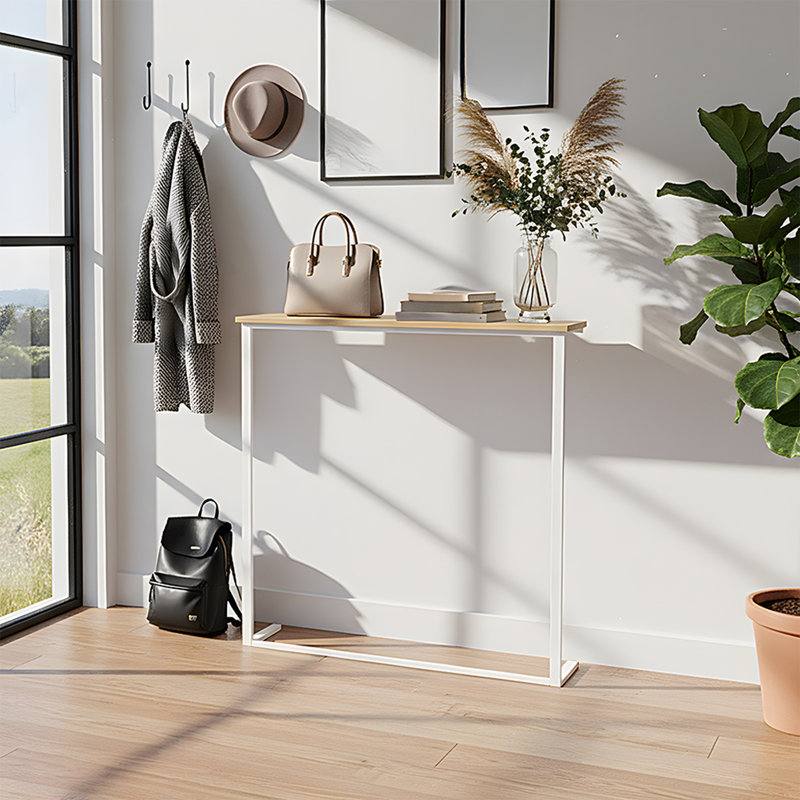 Wood-Grain Narrow Console Table