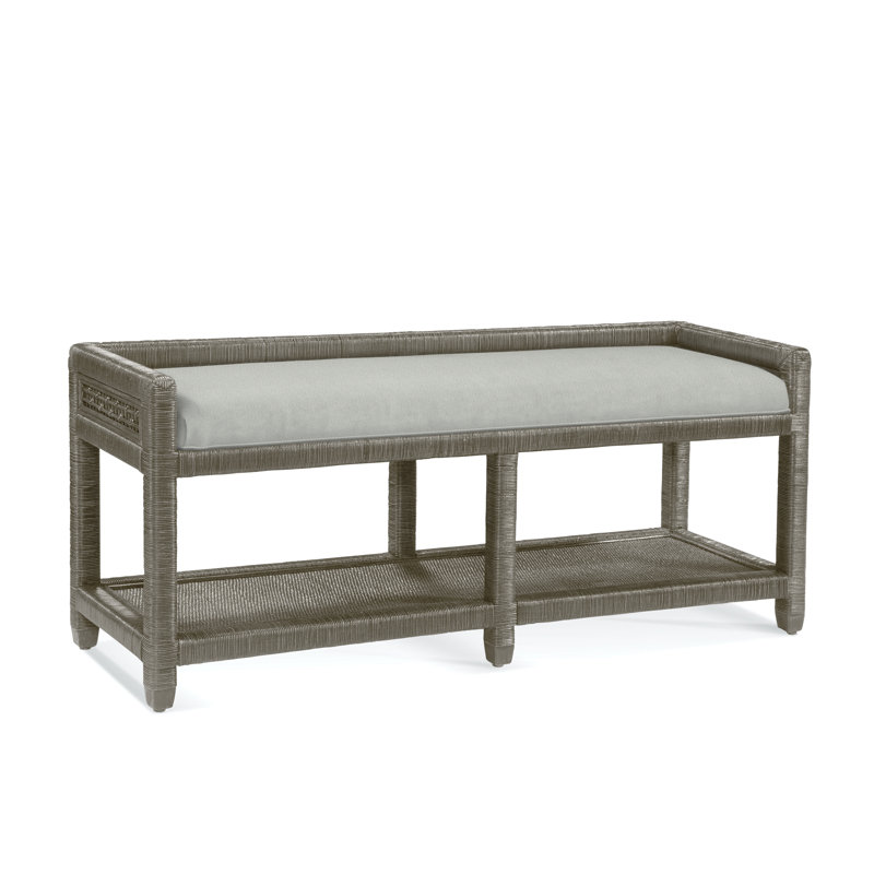Banc de rangement Silvio Glinda, Pierre de foyer, Rayures vert et bleu; 0252-54