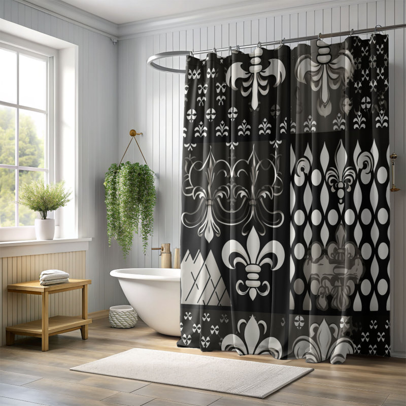 Rideau de douche Damask Splendor - Premium, H 74 po x l 71 po