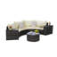 Ensemble de canapé modulaire d'extérieur demi-lune 7 pièces avec table basse ronde en verre trempé-130593242-130593238