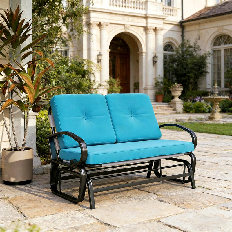 Causeuse de jardin à bascule pour 2 personnes, banc oscillant d'extérieur